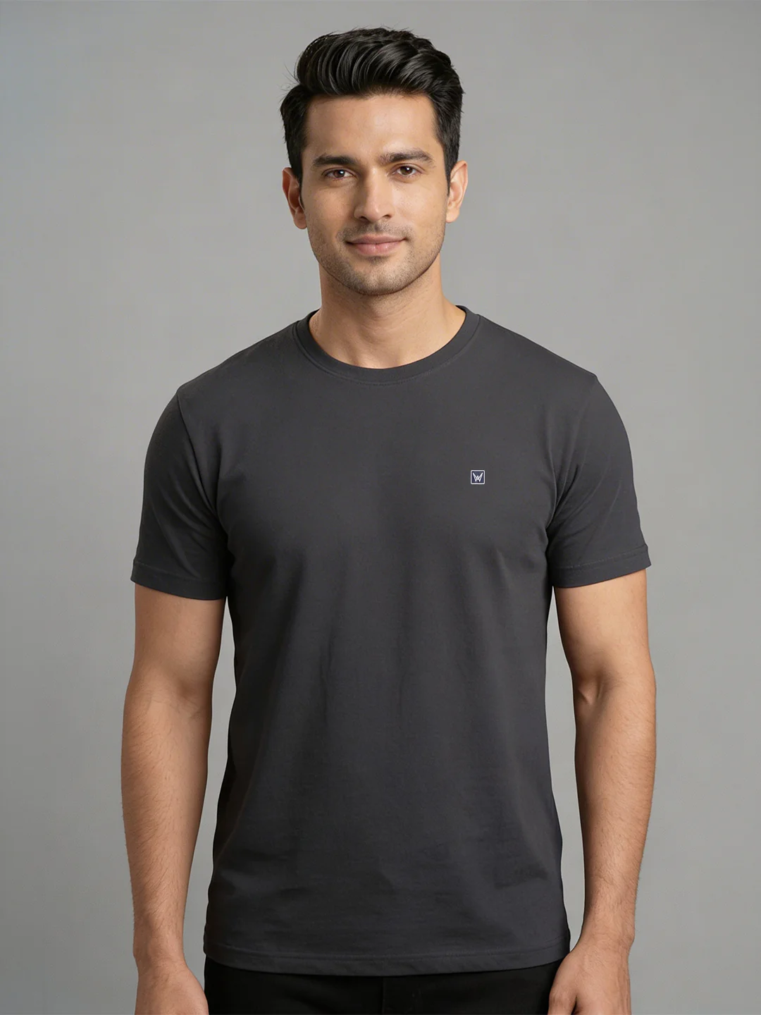 Men's Mill Grey Regular Fit Round Neck T-Shirt Crisper