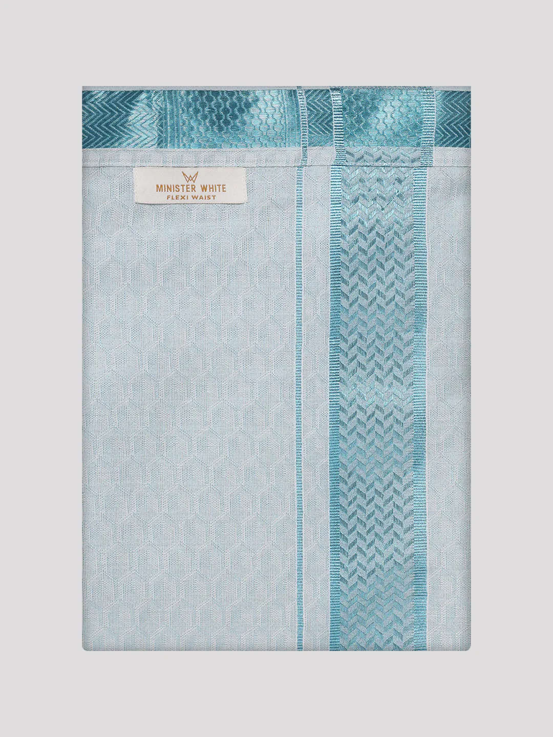 Mens Mint Blue Colour Jacquard Shirt with Matching Flexi Dhoti Combo Zeebra - Image 10