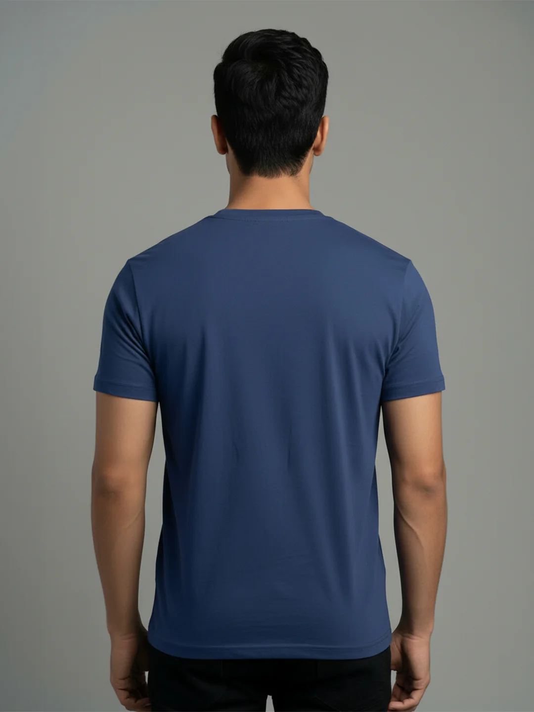 Men's Navy Mix Regular Fit Round Neck T-Shirt Crisper - Image 4