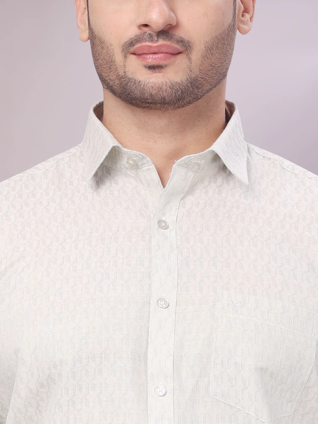 Mens Olive Green Colour Jacquard Shirt with Matching Dhoti Combo Zeebra - Image 5