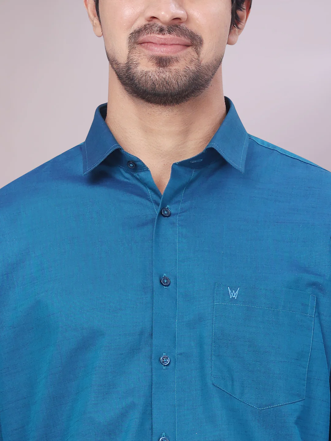 Men's Peacock Shirt with Matching Border Dhoti Combo Pinto - Image 9