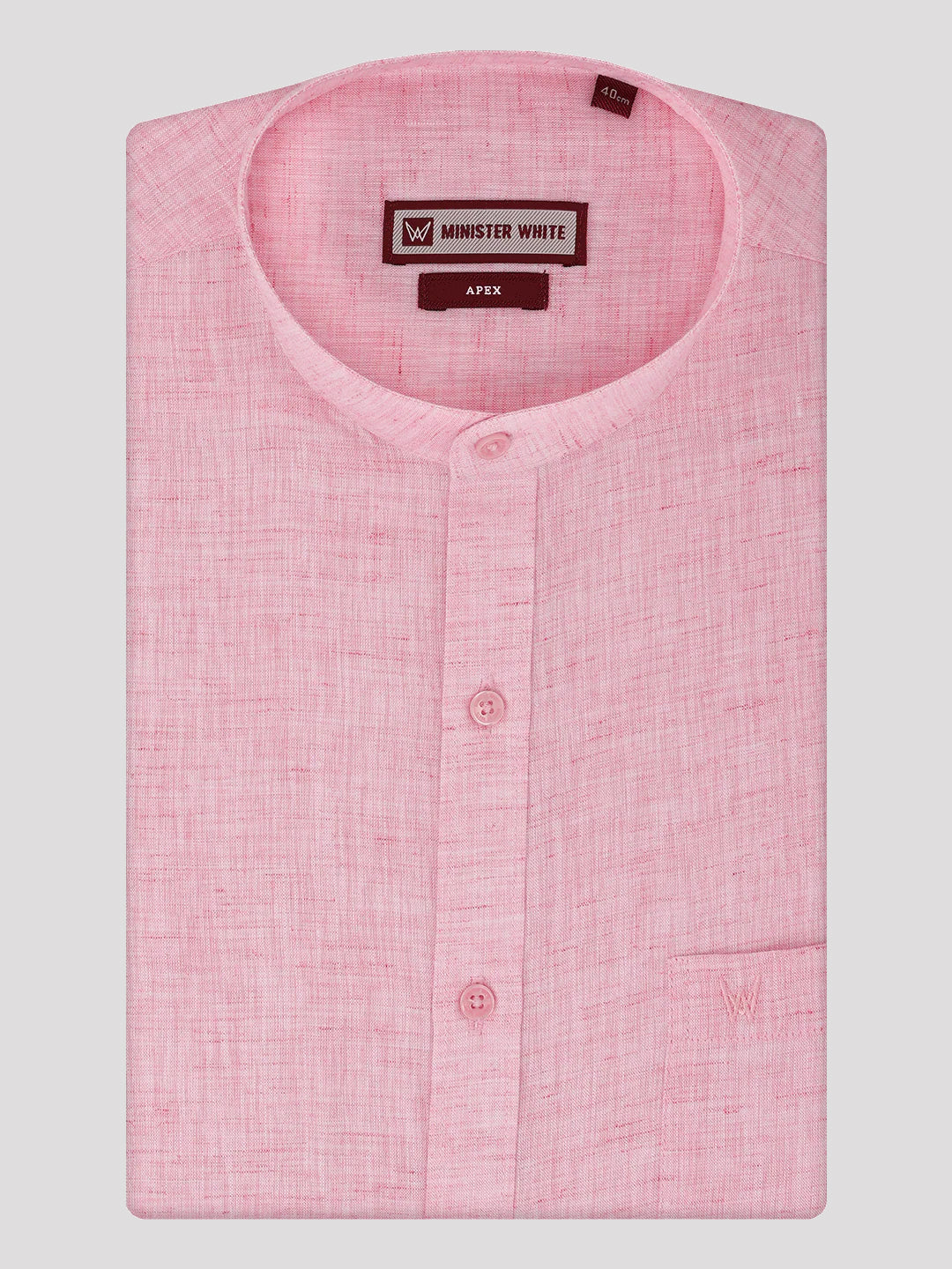 Men's Pink Color Chinese Collar Regular Fit Full Sleeves Shirt Apex
