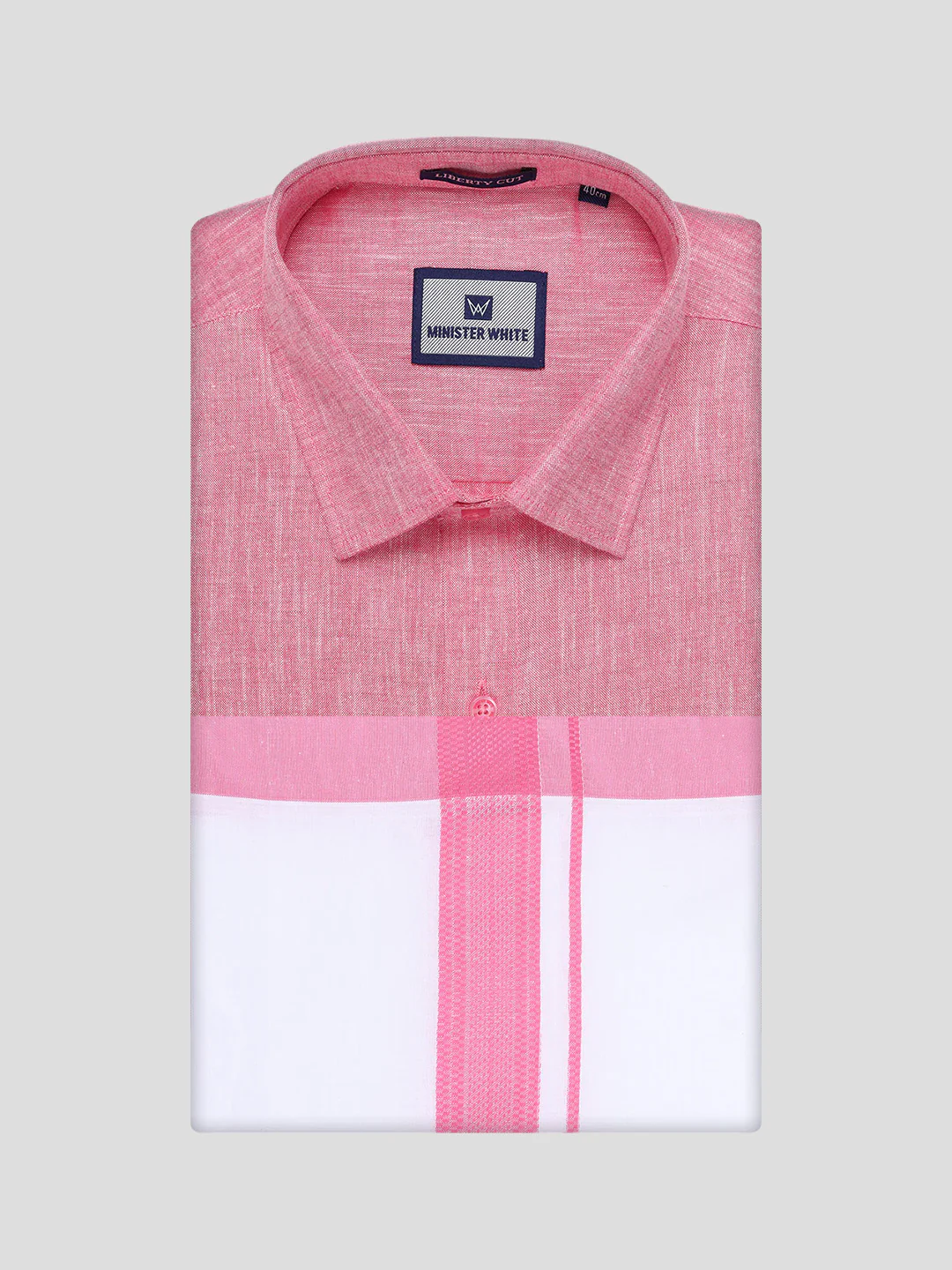 Mens Pink Colour Shirt with Matching Fancy Border Dhoti Combo Lemax - Image 10