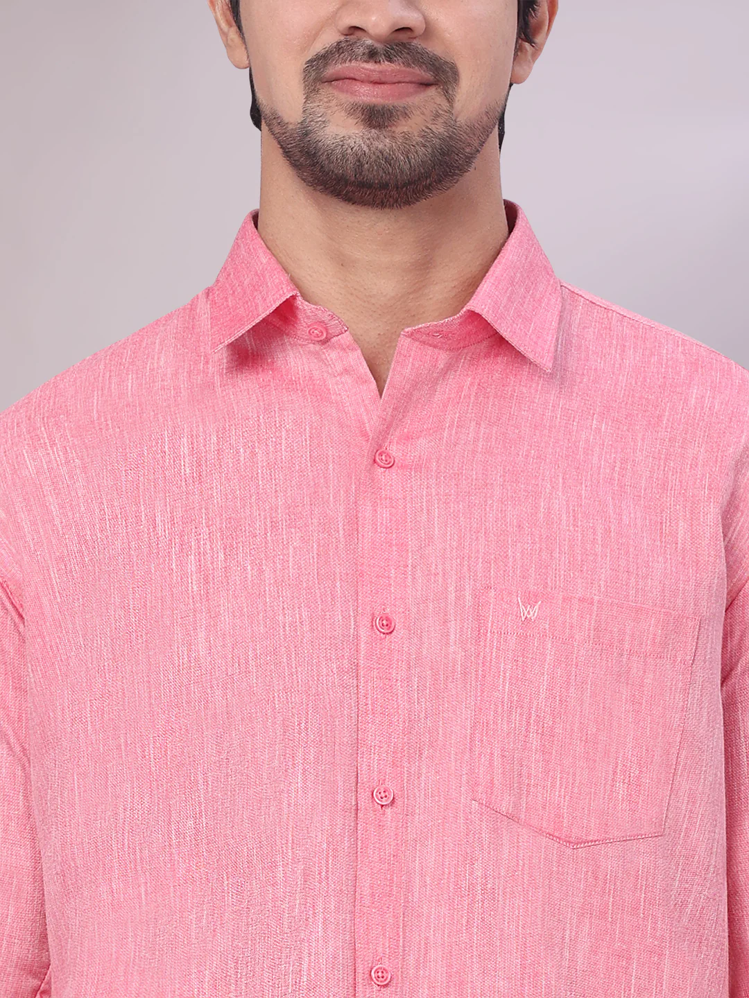 Mens Pink Colour Shirt with Matching Fancy Border Dhoti Combo Lemax - Image 9