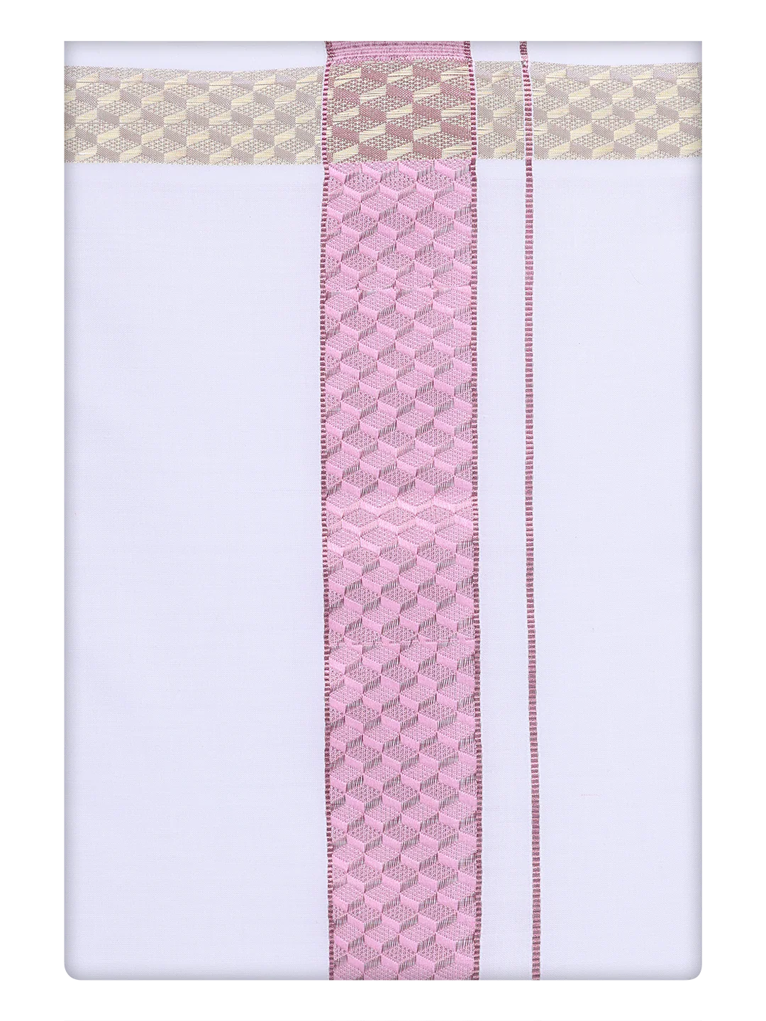 Mens Pink Shirt with Matching jacquard Weave Border Dhoti Combo Marsh - Image 11