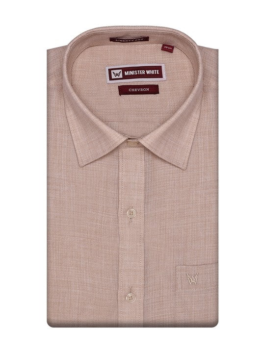 Men's Premium Cotton Linen Regular Fit Beige Shirt Chevron