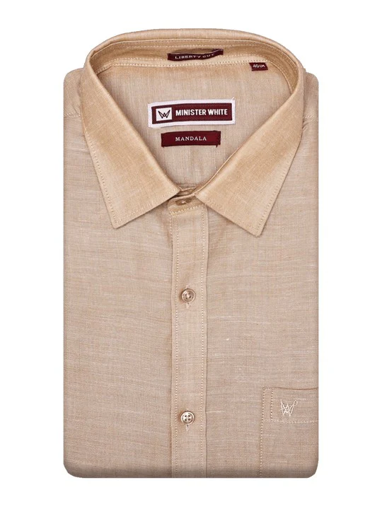 Men's Premium Cotton Linen Regular Fit Beige Shirt Mandala