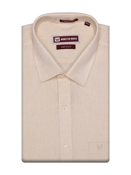 Men's Premium Cotton Linen Regular Fit Cream Shirt Abstract