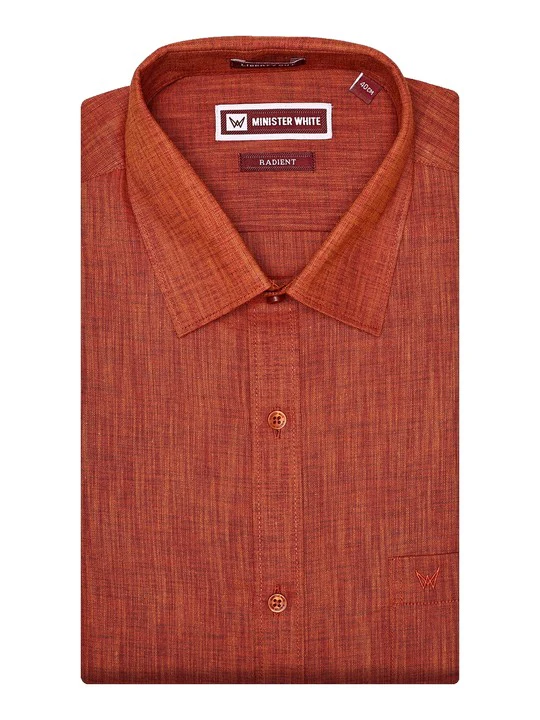 Men's Premium Cotton Linen Regular Fit Dark Orange Shirt Radient