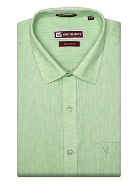 Men's Premium Cotton Linen Regular Fit Green Shirt Abstract