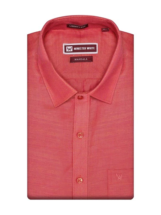 Men's Premium Cotton Linen Regular Fit Orange Shirt Mandala