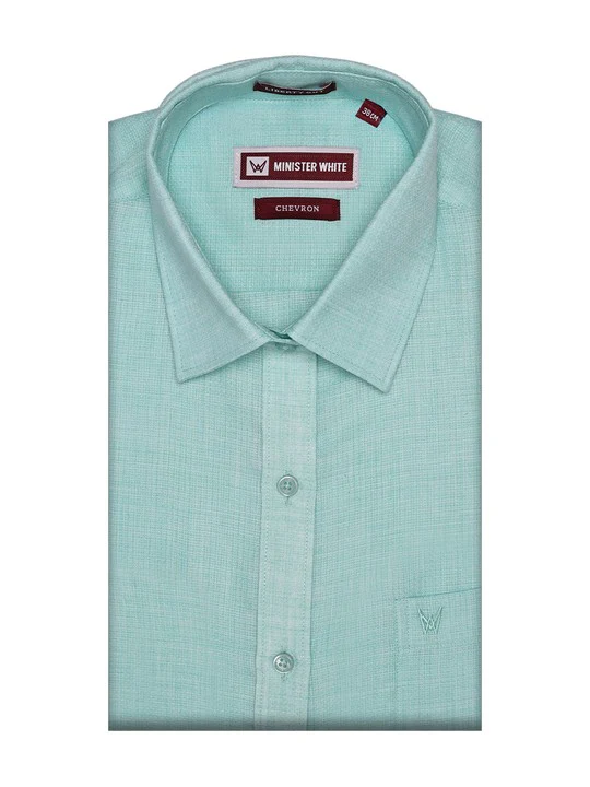 Men's Premium Cotton Linen Regular Fit Teal Green Shirt Chevron