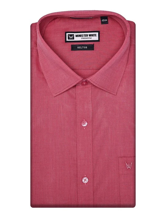 Men's Premium Cotton Regular Fit Dark Pink Shirt Seltas