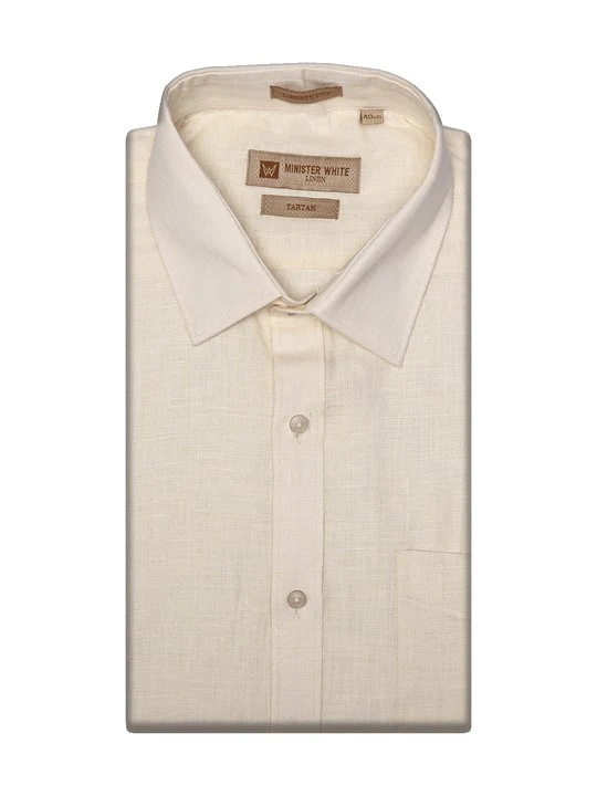 Men's Pure Linen Regular Fit Cream Colour Shirt Tartan