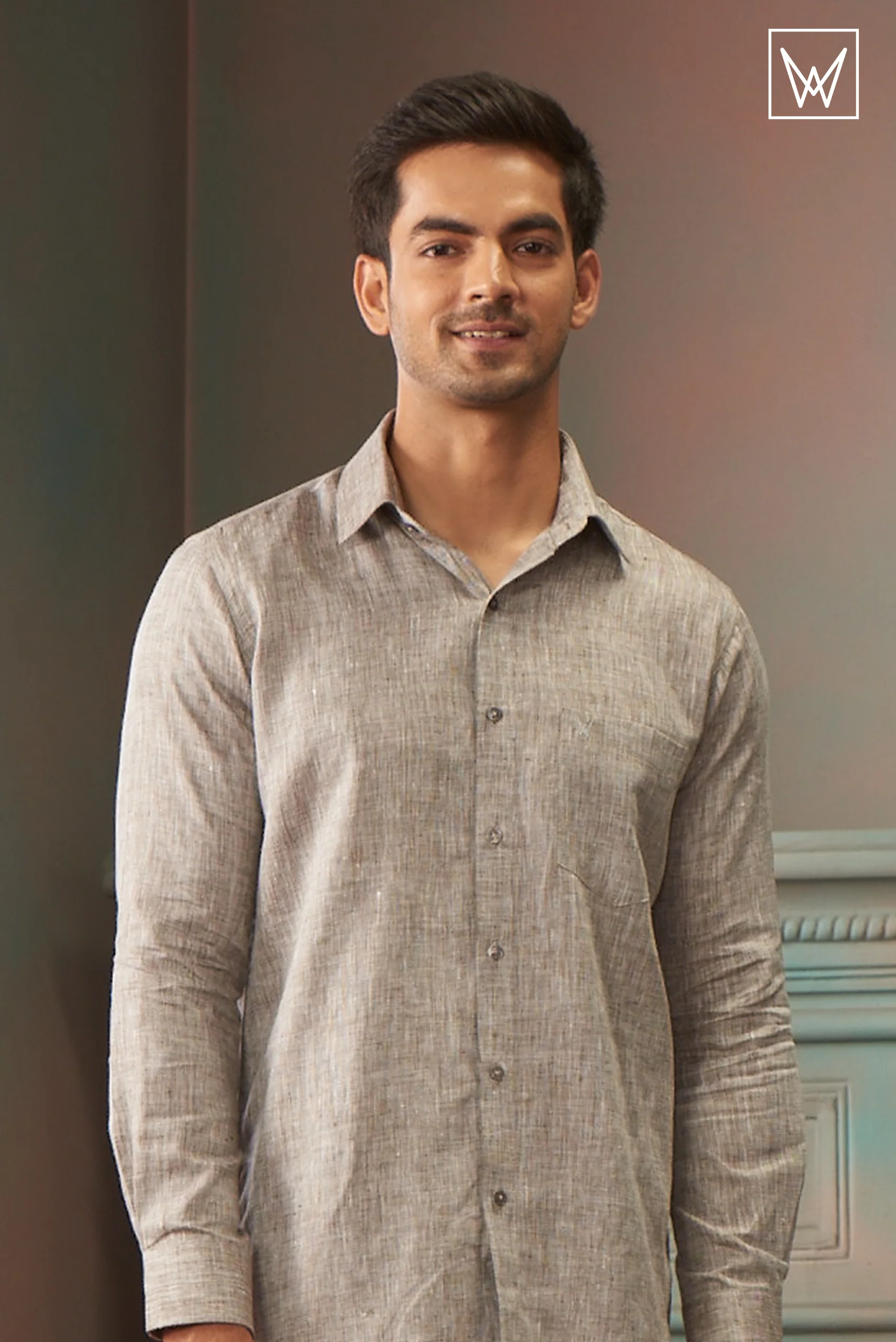 Mens Pure Linen Regular Fit Gray Colour Shirt Alanzo Linen - Image 2