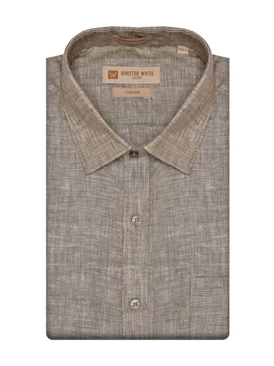 Men's Pure Linen Regular Fit Olive Green Colour Shirt Tartan