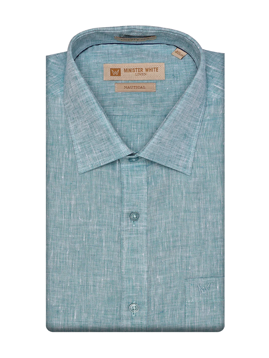Men's Pure Linen Regular Fit Turquoise Color Shirt Nautical