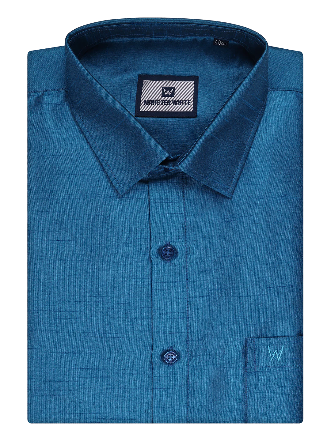 Mens Blue Dupion Satin Color Shirt with Matching Border Dhoti Combo Gora - Image 6