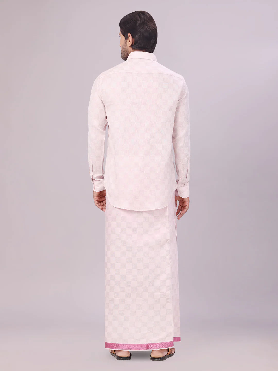 Men's Rose Tissue Jacquard Shirt with Matching Dhoti Combo Zeus - Image 4