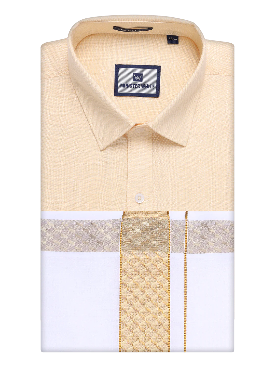Mens Sandal Shirt with Matching jacquard Weave Border Dhoti Combo Marsh - Image 9