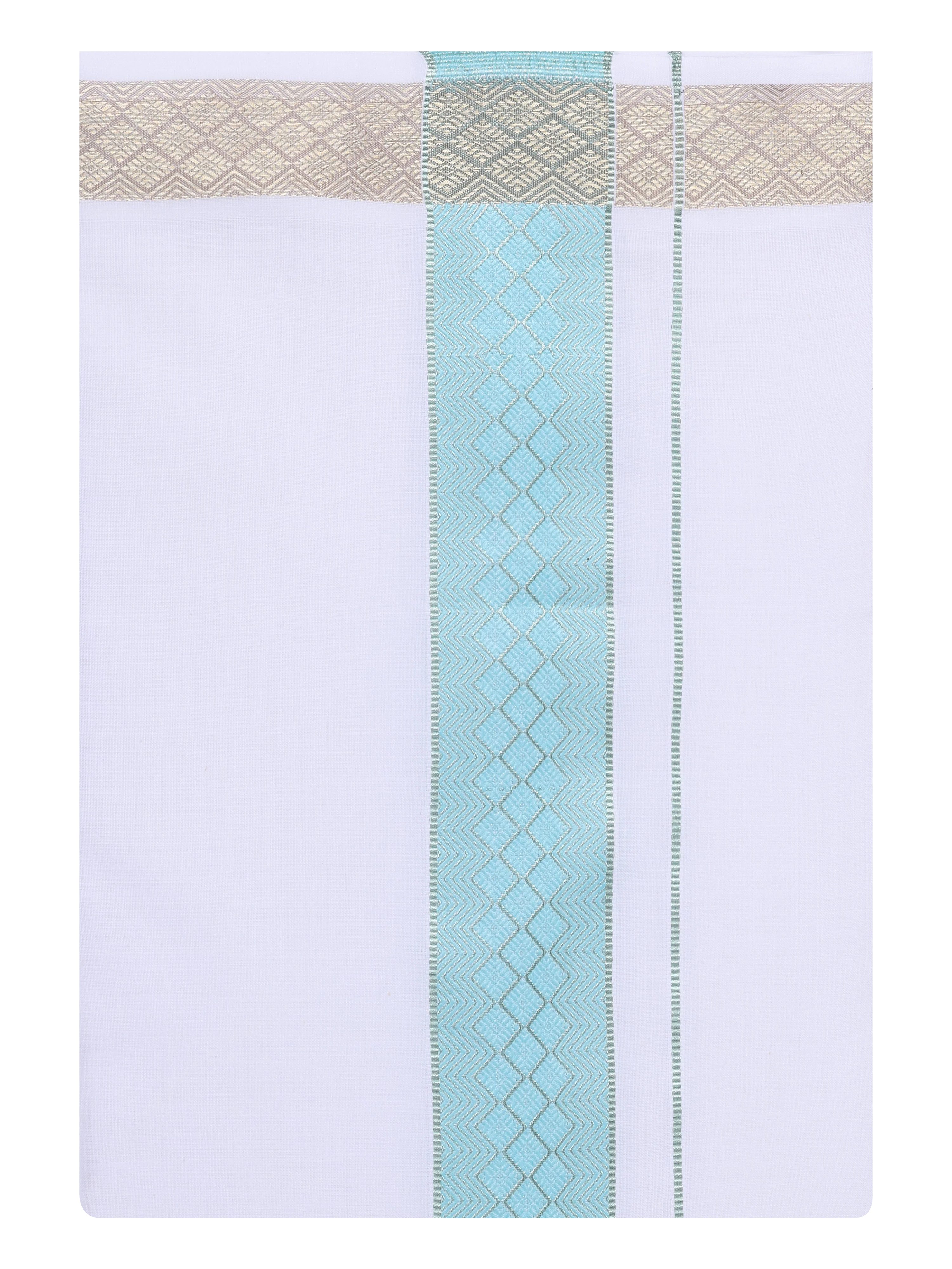 Men's Sea Green Shirt with Matching jacquard Weave Border Dhoti Combo Marsh - Image 11