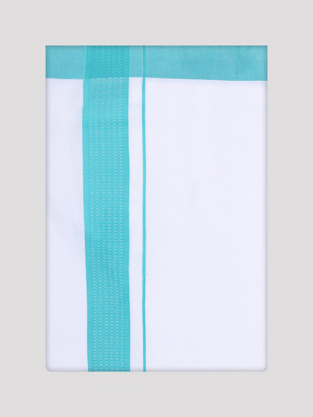 Mens Sky Green Color Shirt with Matching Border Dhoti Combo Casper - Image 11