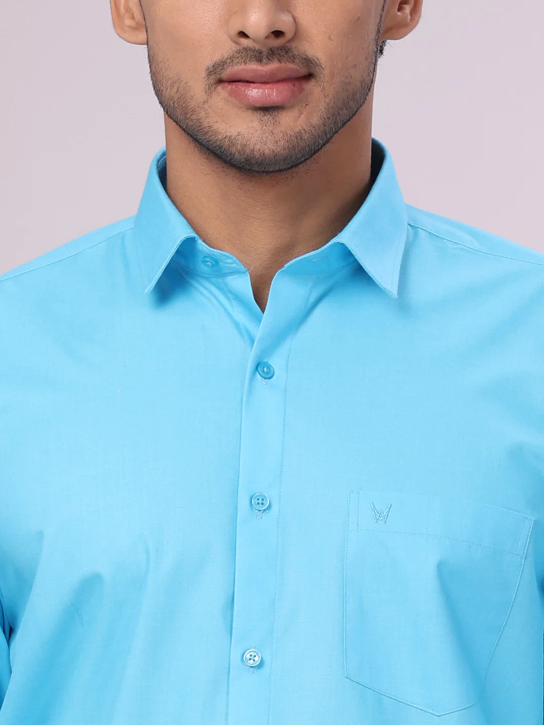 Mens Sky Blue Color Shirt with Matching Border Dhoti Combo Casper - Image 9