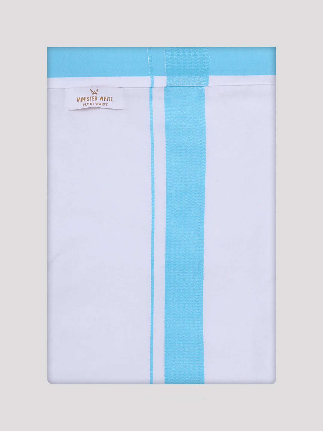 Men's Sky Blue Shirt with Matching Border Flexi Dhoti Combo Casper Flexi - Image 9