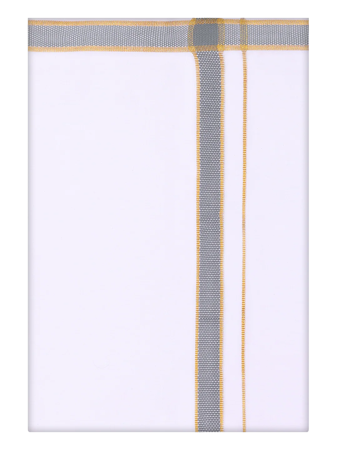 Men's Steel Grey Shirt with Matching Border Dhoti Combo Pinto - Image 3