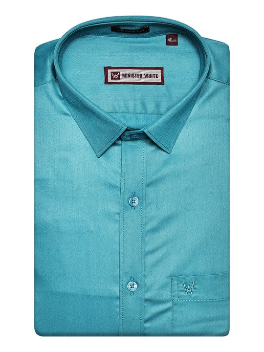 Men's Teal Blue Shirt with Matching Fancy Border Dhoti Combo Haiku - Image 3