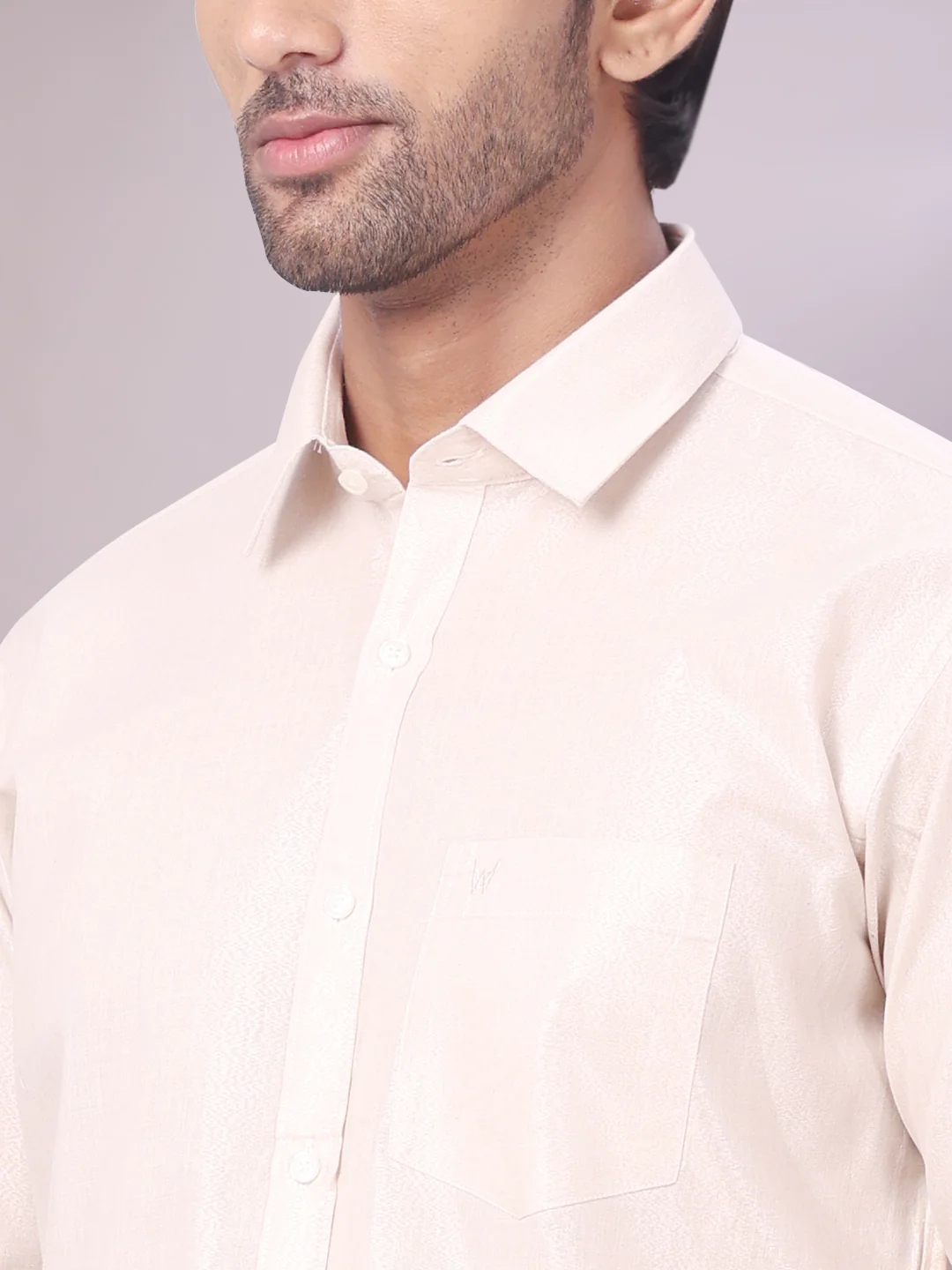 Mens Tissue Almond Colour Dhoti Shirt Wedding Combo Maverick - Image 6