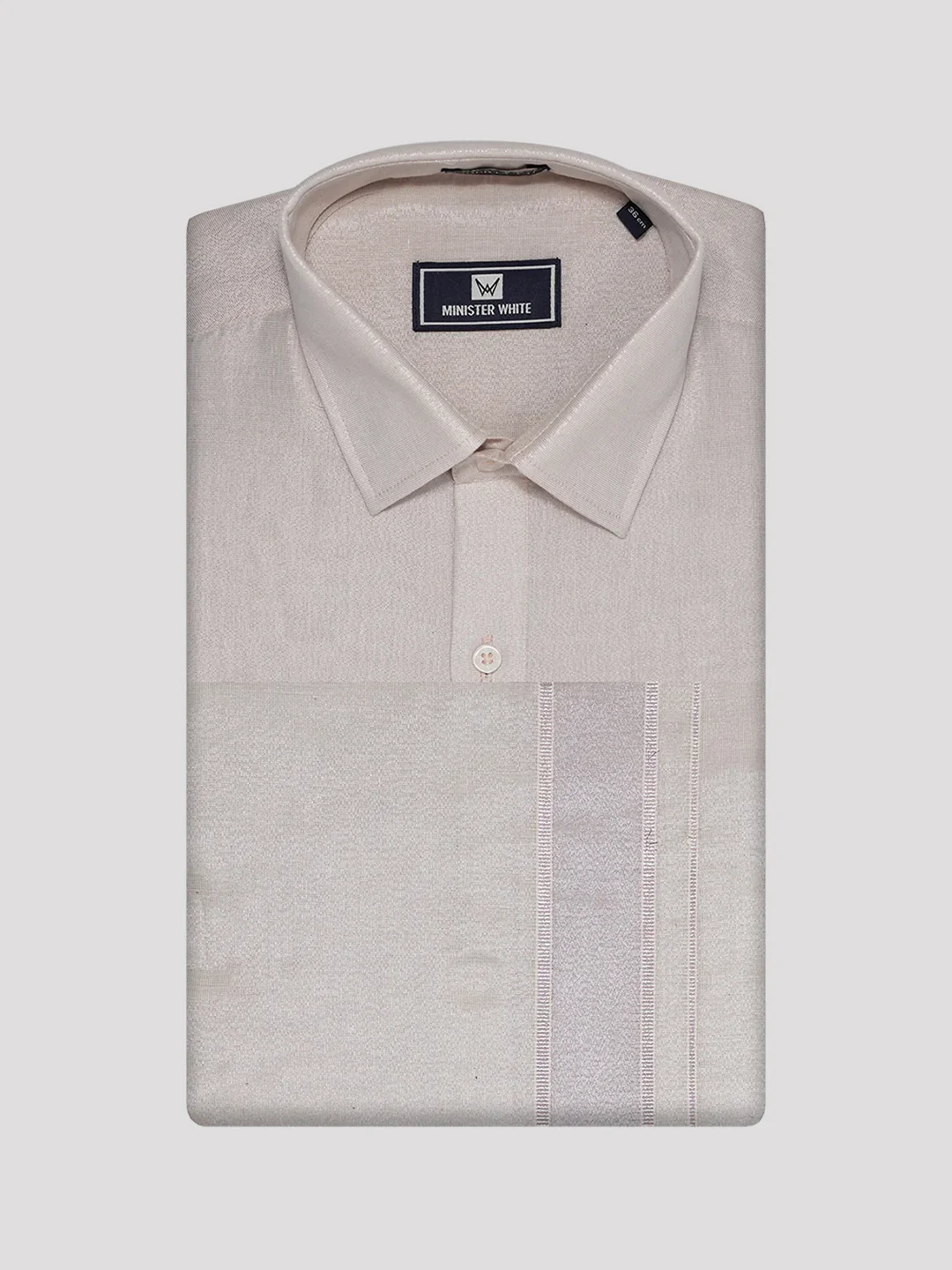 Mens Tissue Almond Colour Dhoti Shirt Wedding Combo Maverick - Image 7