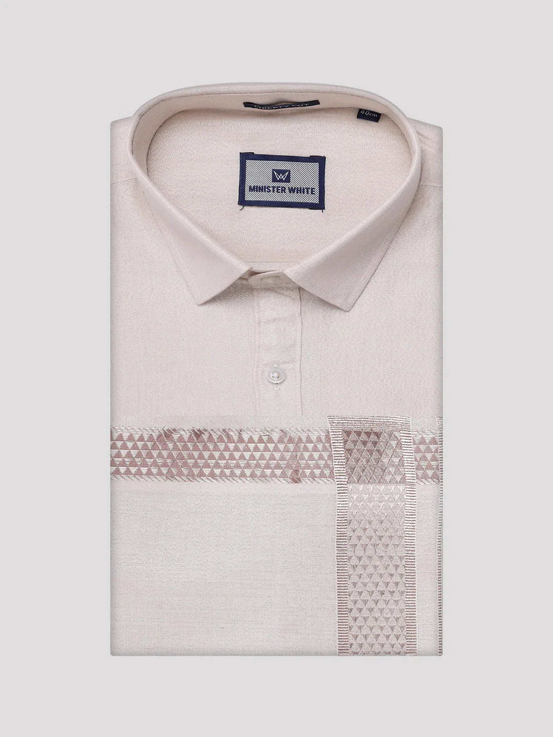 Mens Tissue Almond Shirt with Jacquard Fancy Border Dhoti Wedding Combo Nios - Image 7