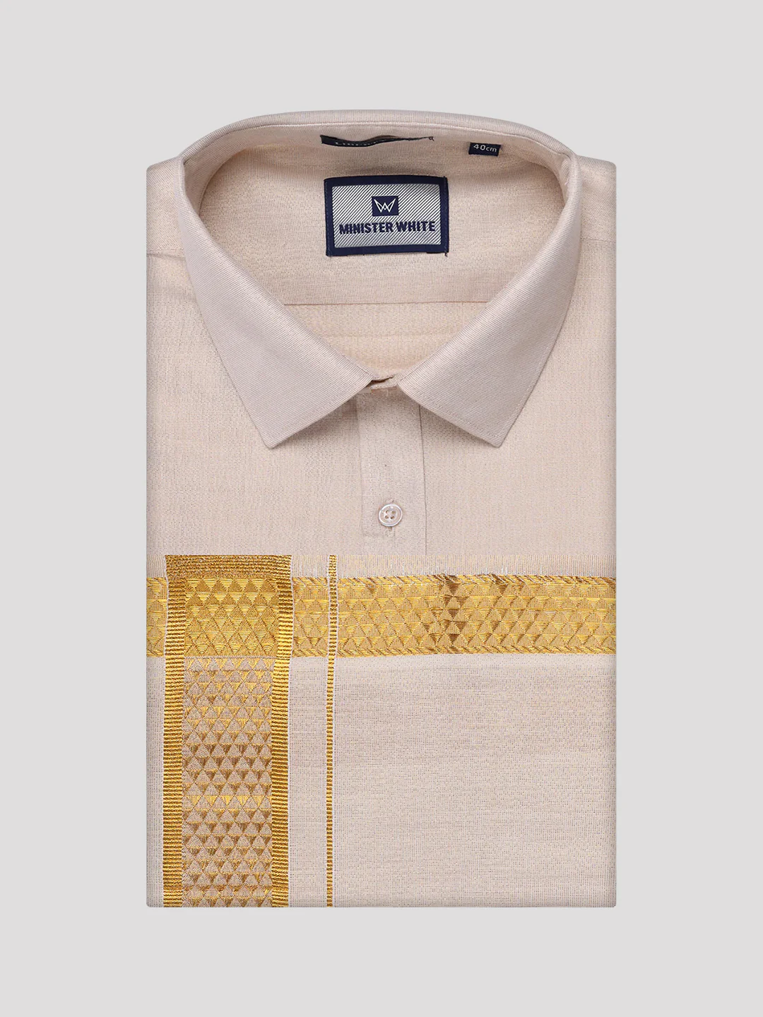 Mens Tissue Gold Shirt with Jacquard Fancy Border Dhoti Wedding Combo Nios - Image 7