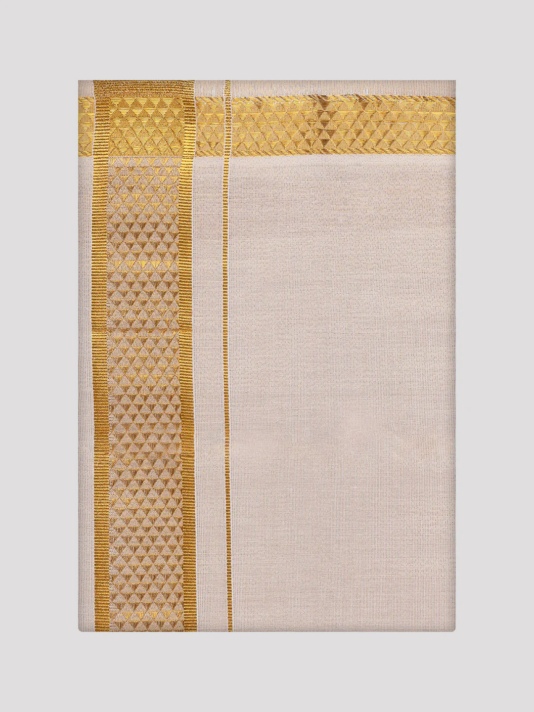 Mens Tissue Gold Shirt with Jacquard Fancy Border Dhoti Wedding Combo Nios - Image 9
