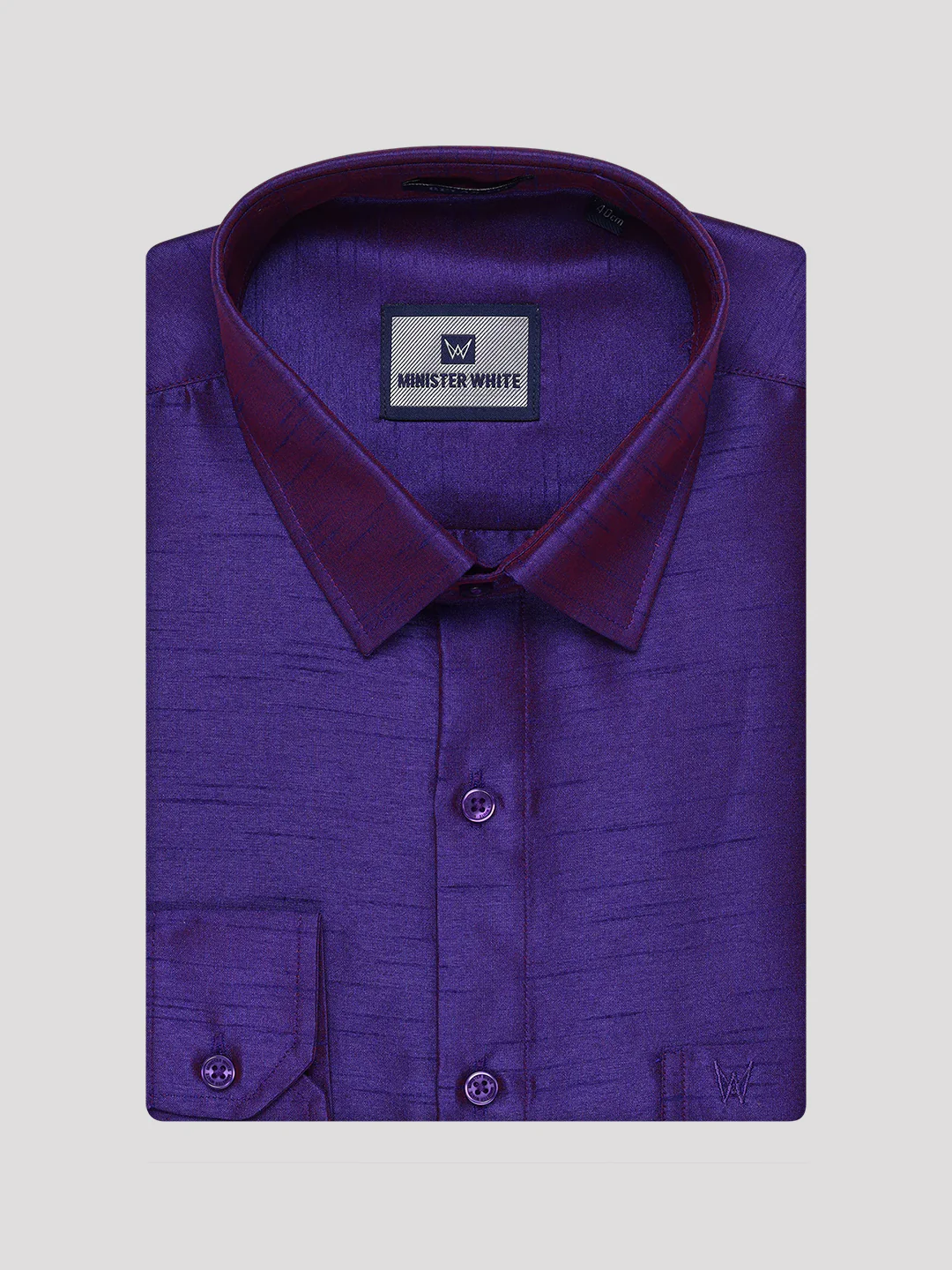 Mens Violet Dupion Satin Color Shirt with Matching Border Dhoti Combo Gora - Image 6