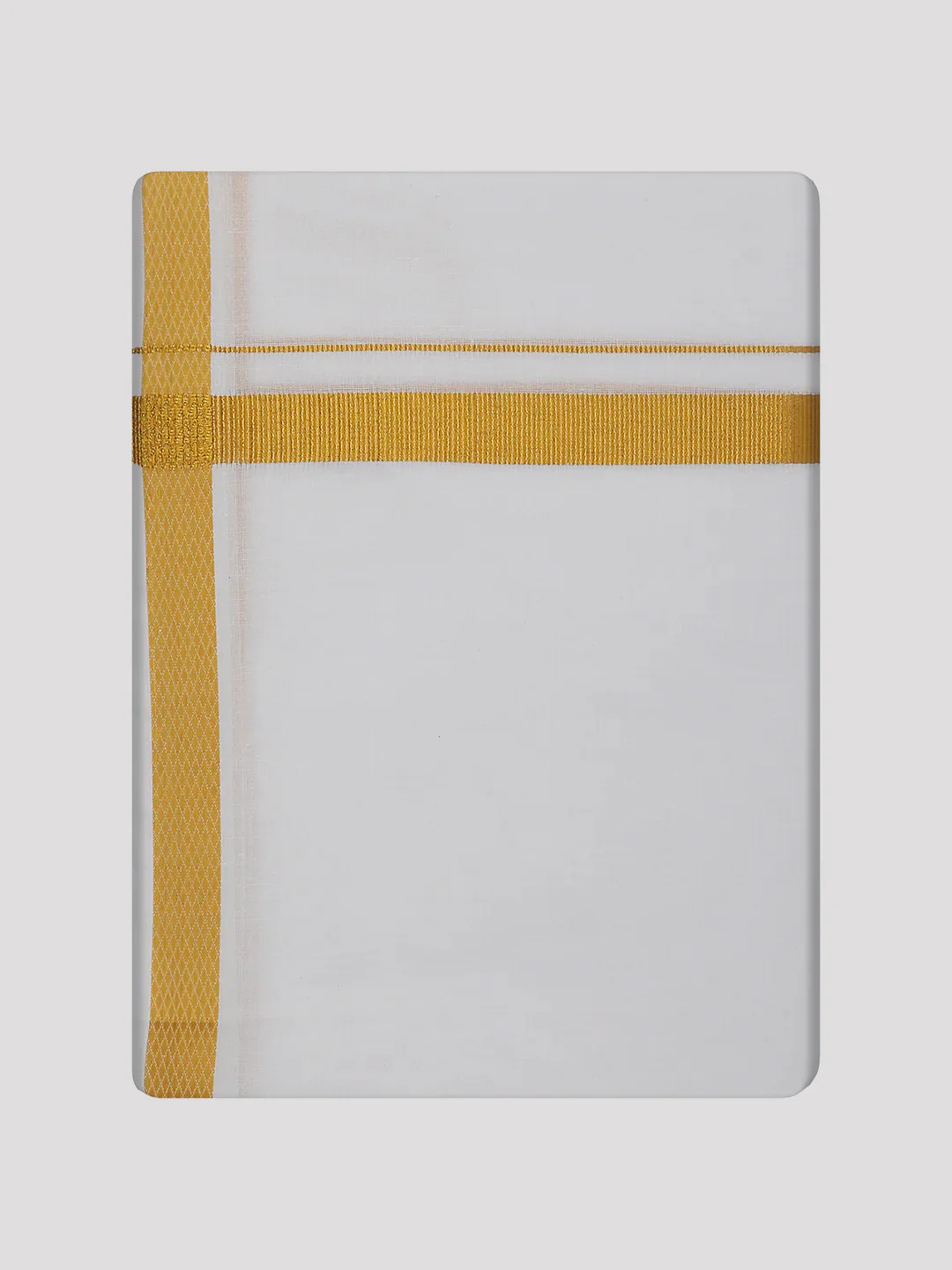 Mens Pure Cotton White Wedding Shirt Gold Jari Dhoti Towel Combo - Santham White - Image 6