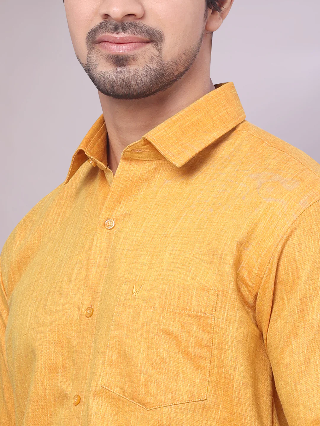 Mens Mustard Colour Shirt with Matching Fancy Border Dhoti Combo Lemax - Image 10