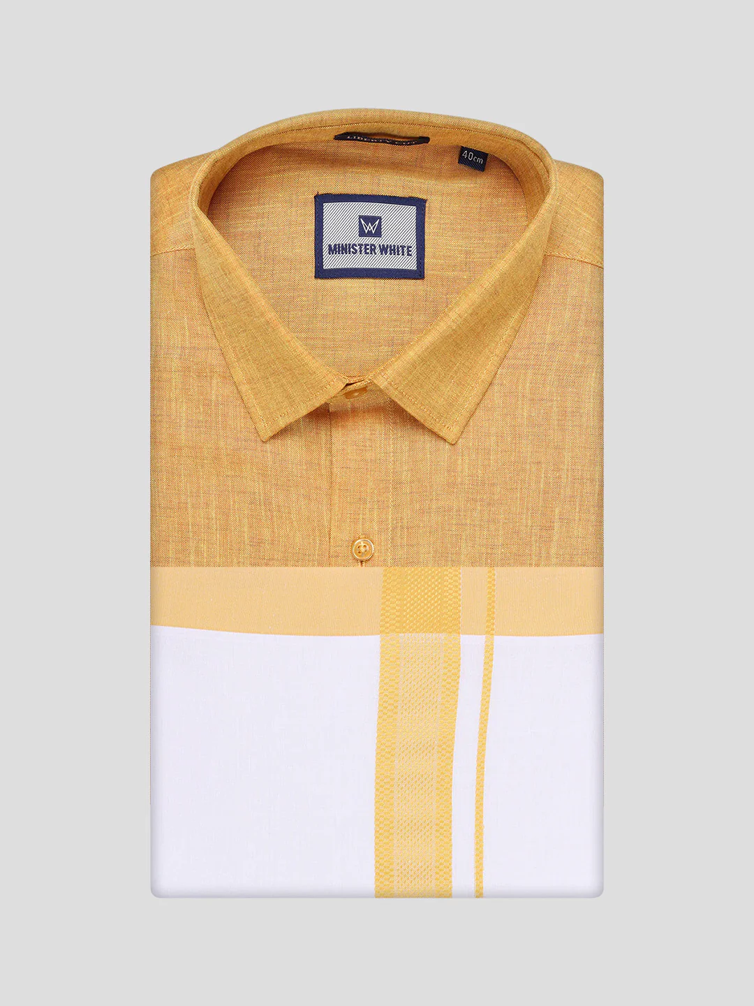 Mens Mustard Colour Shirt with Matching Fancy Border Dhoti Combo Lemax - Image 11