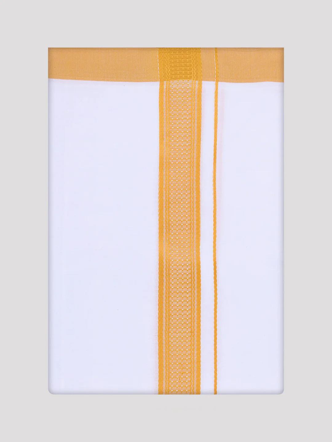 Mens Golden Yellow Dupion Satin Color Shirt with Matching Border Dhoti Combo Gora - Image 7