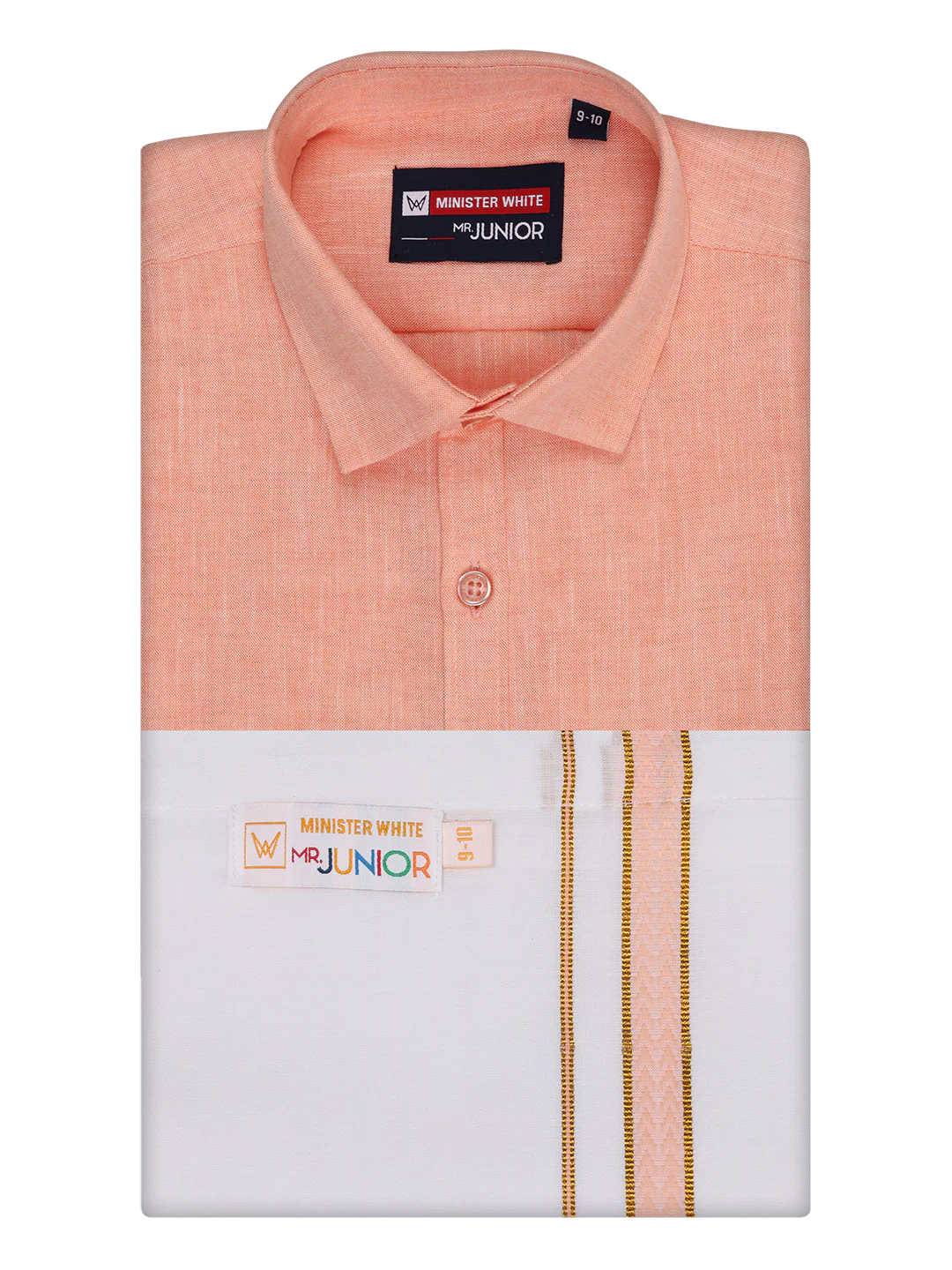 Boys Matching Half Sleeves Shirt with Flexi Dhoti Combo Peach Polite Boy - Image 5