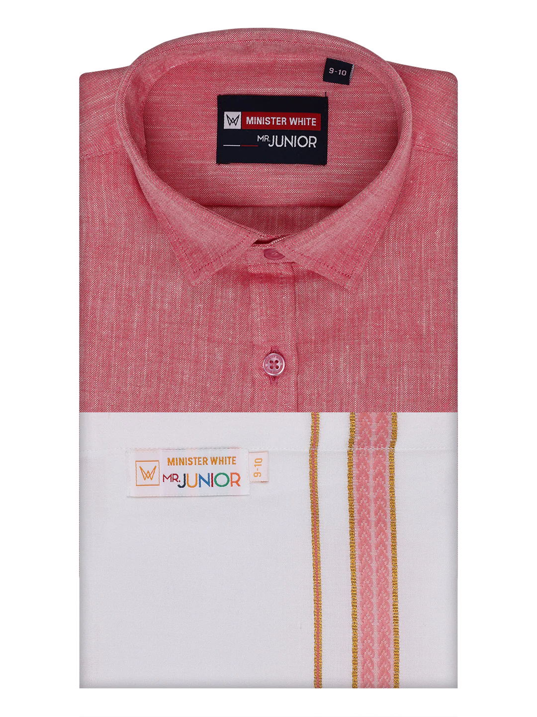 Boys Matching Half Sleeves Shirt with Flexi Dhoti Combo Pink Polite Boy - Image 5
