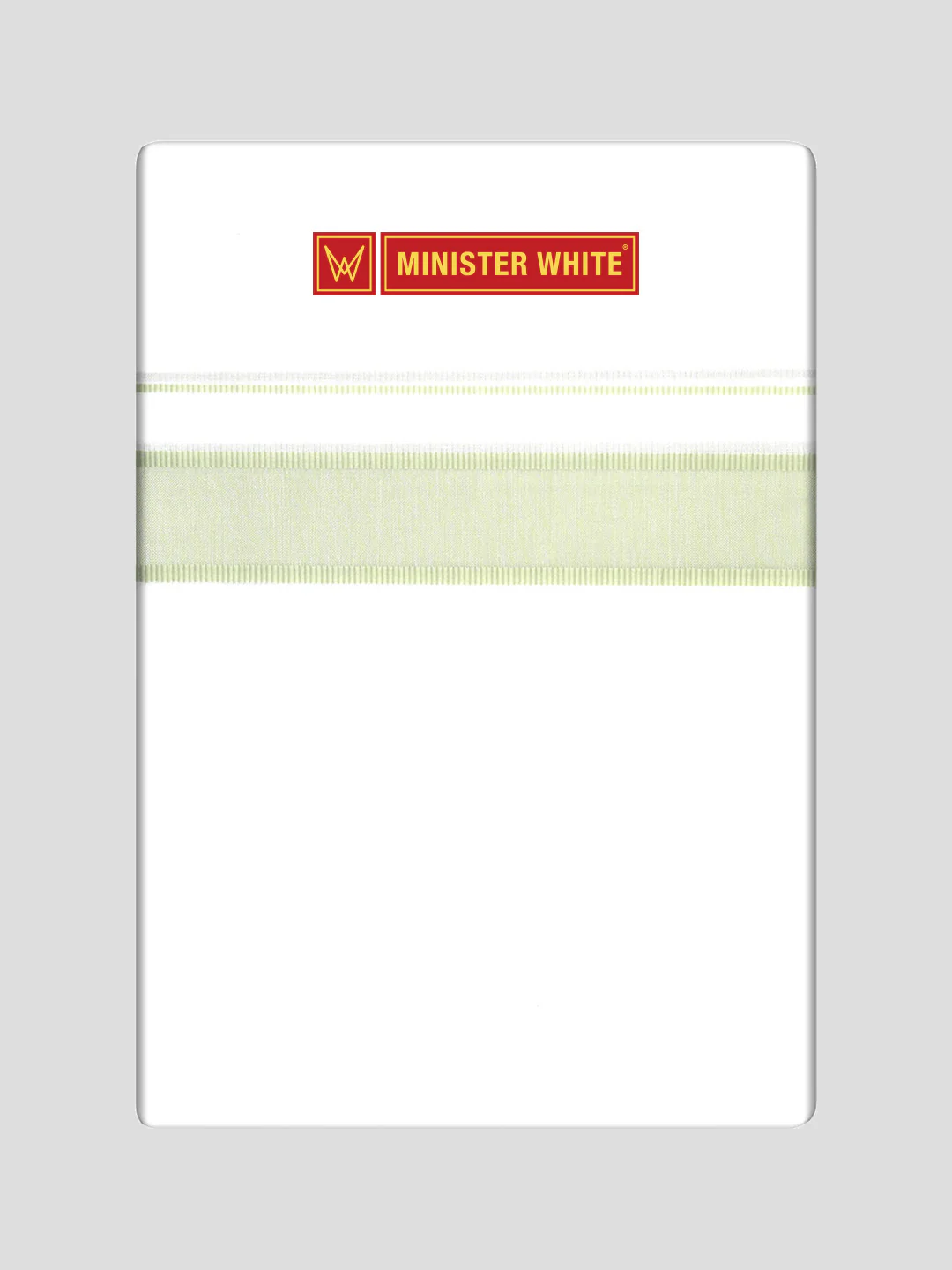 Mens Cotton White Double Layered Dhoti with Lime Green Fancy Kara - Malabar Star