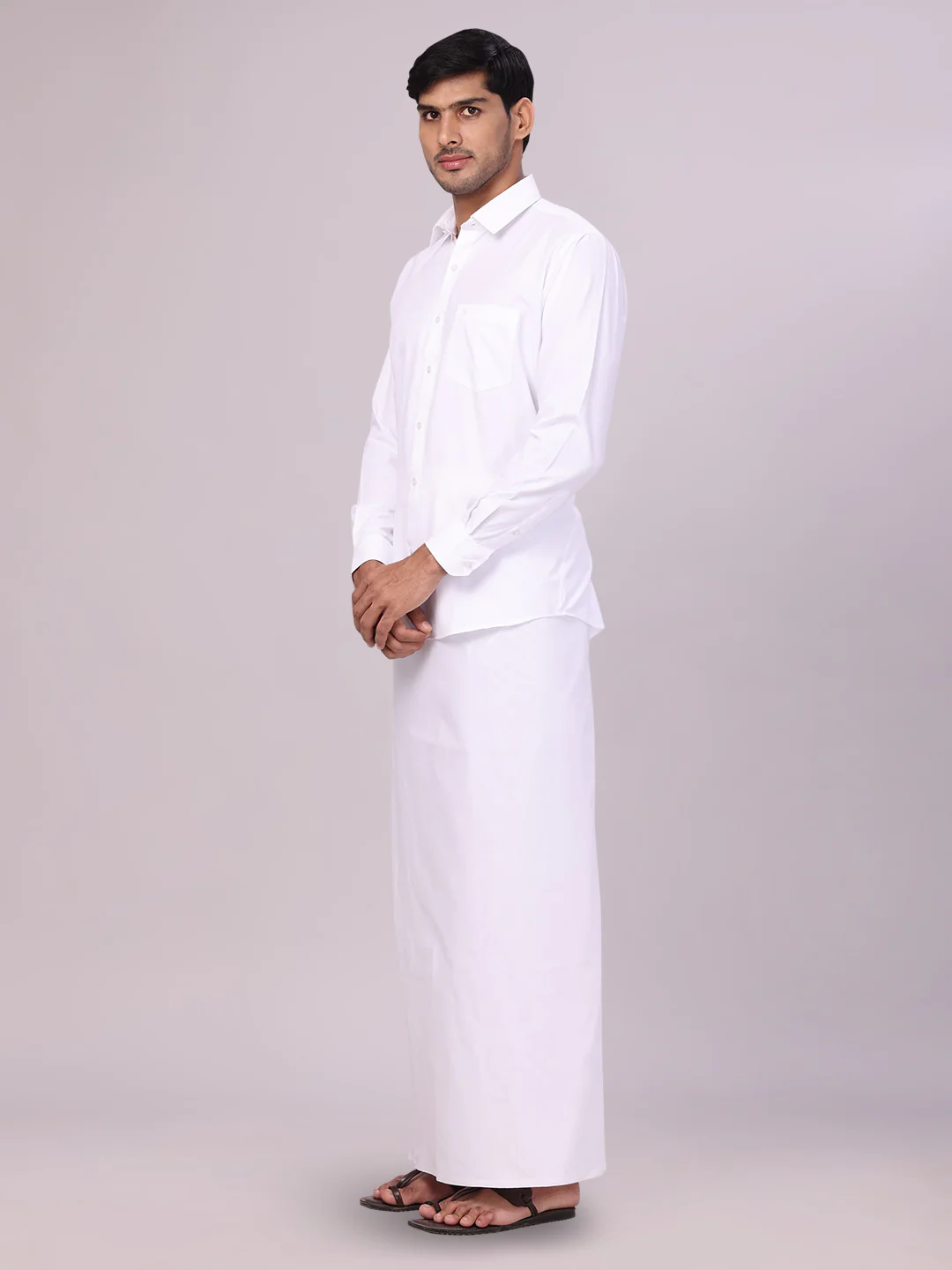 Mens White Wedding Shirt with Dhoti Combo Origin White - Image 3