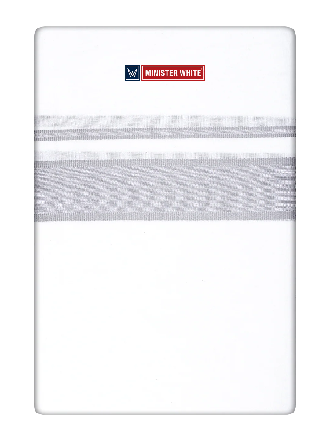 Mens Cotton White Double Layered Dhoti with Cement Fancy Kara - Empuran