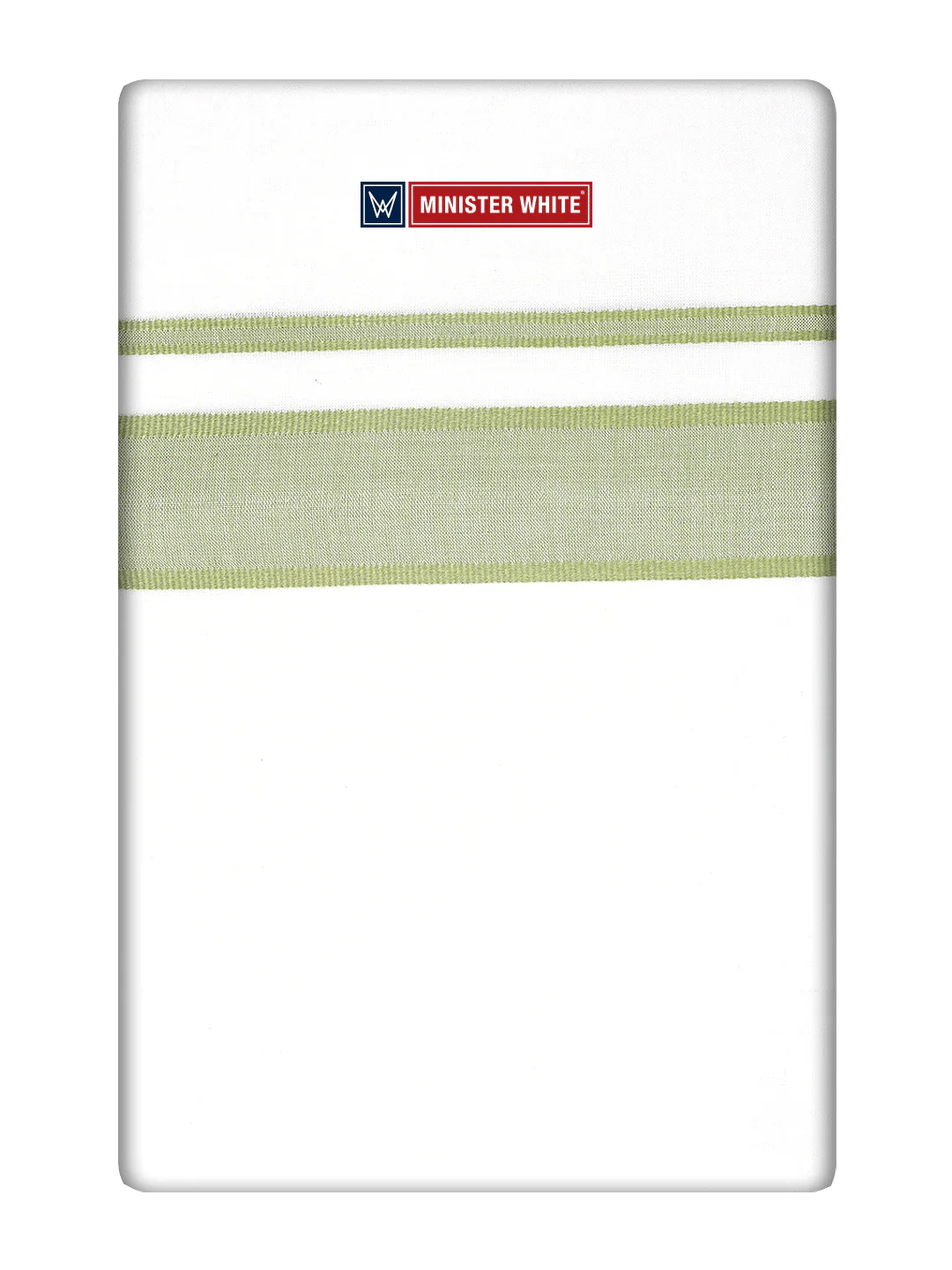 Men's Cotton White Double Layered Dhoti with Leaf Green Fancy Kara - Empuran