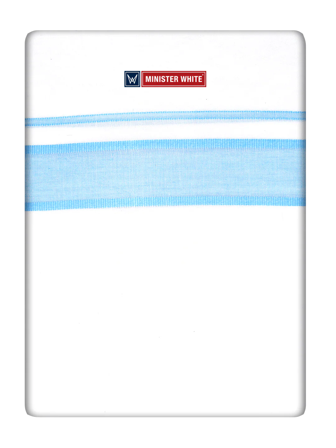 Men's Cotton White Double Layered Dhoti with Pale Blue Fancy Kara- Empuran