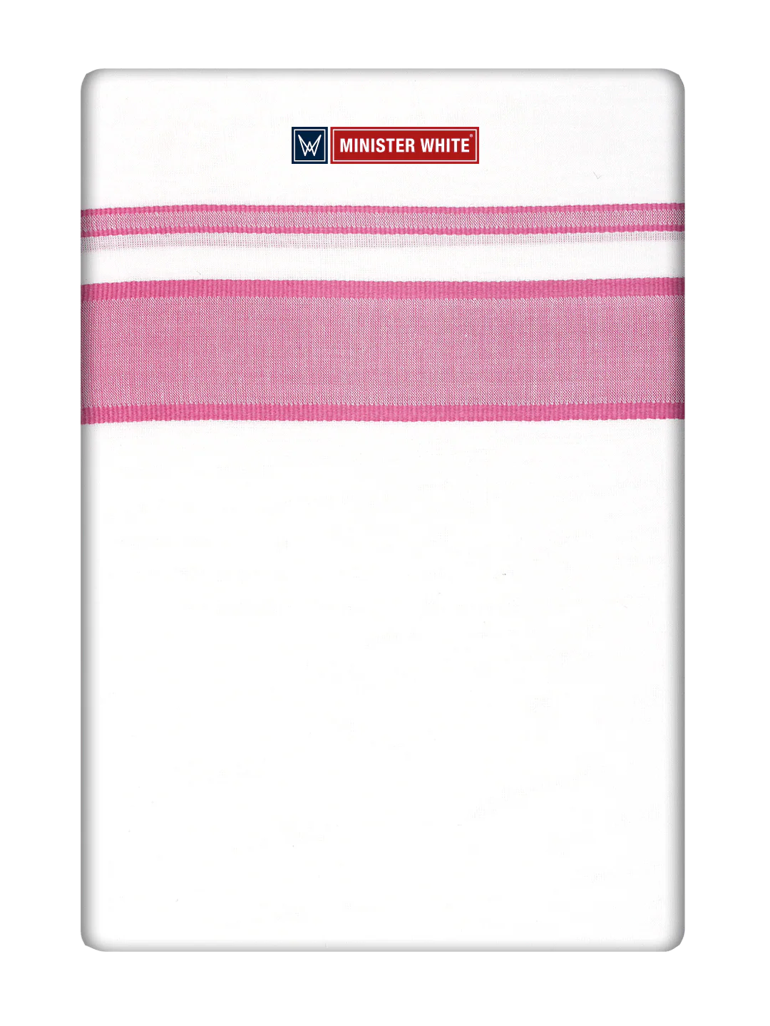 Men's Cotton White Double Layered Dhoti with Pink Fancy Kara- Empuran