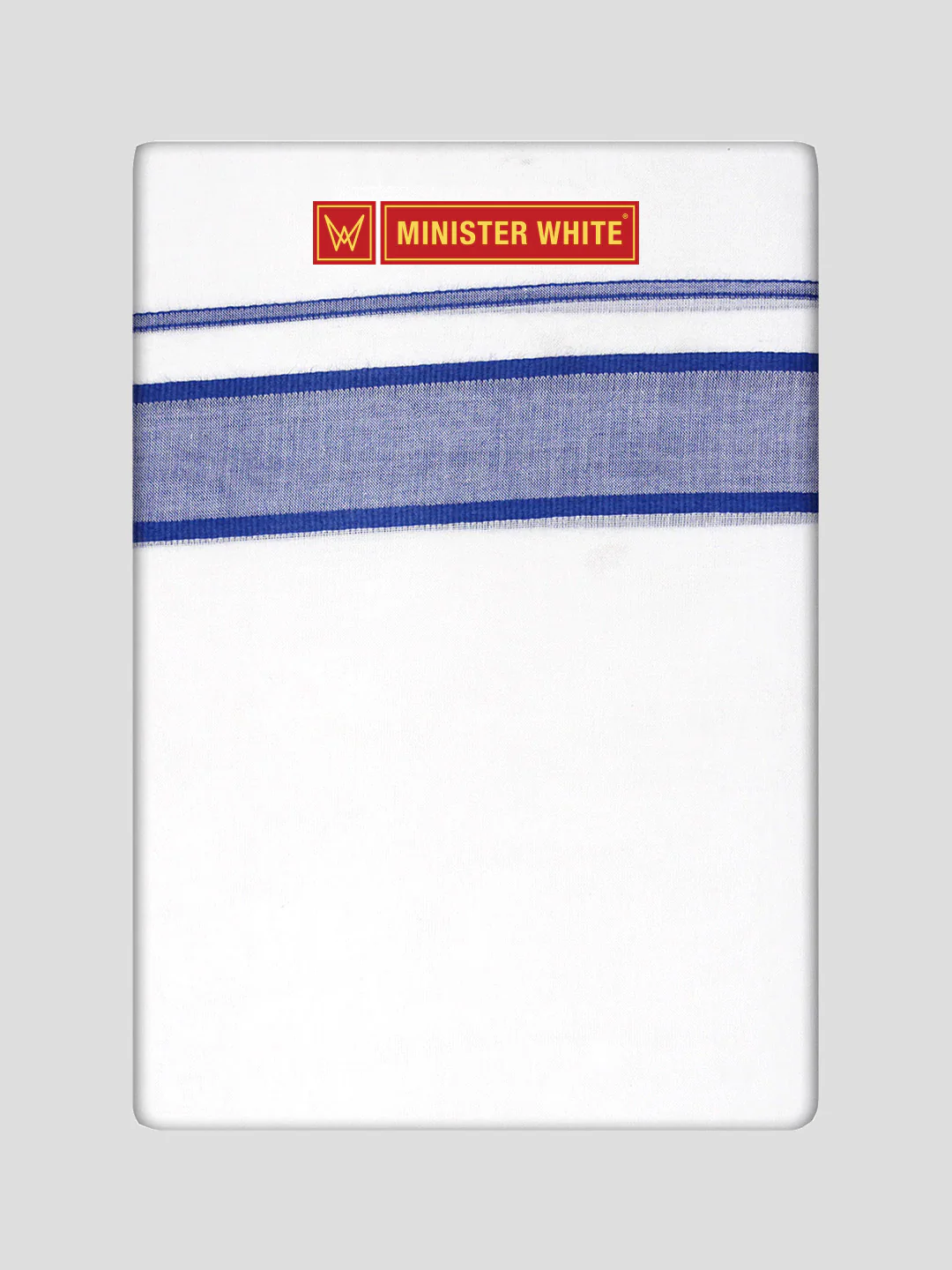 Mens Cotton White Double Layered Dhoti with Royal Blue Fancy Kara- Empuran
