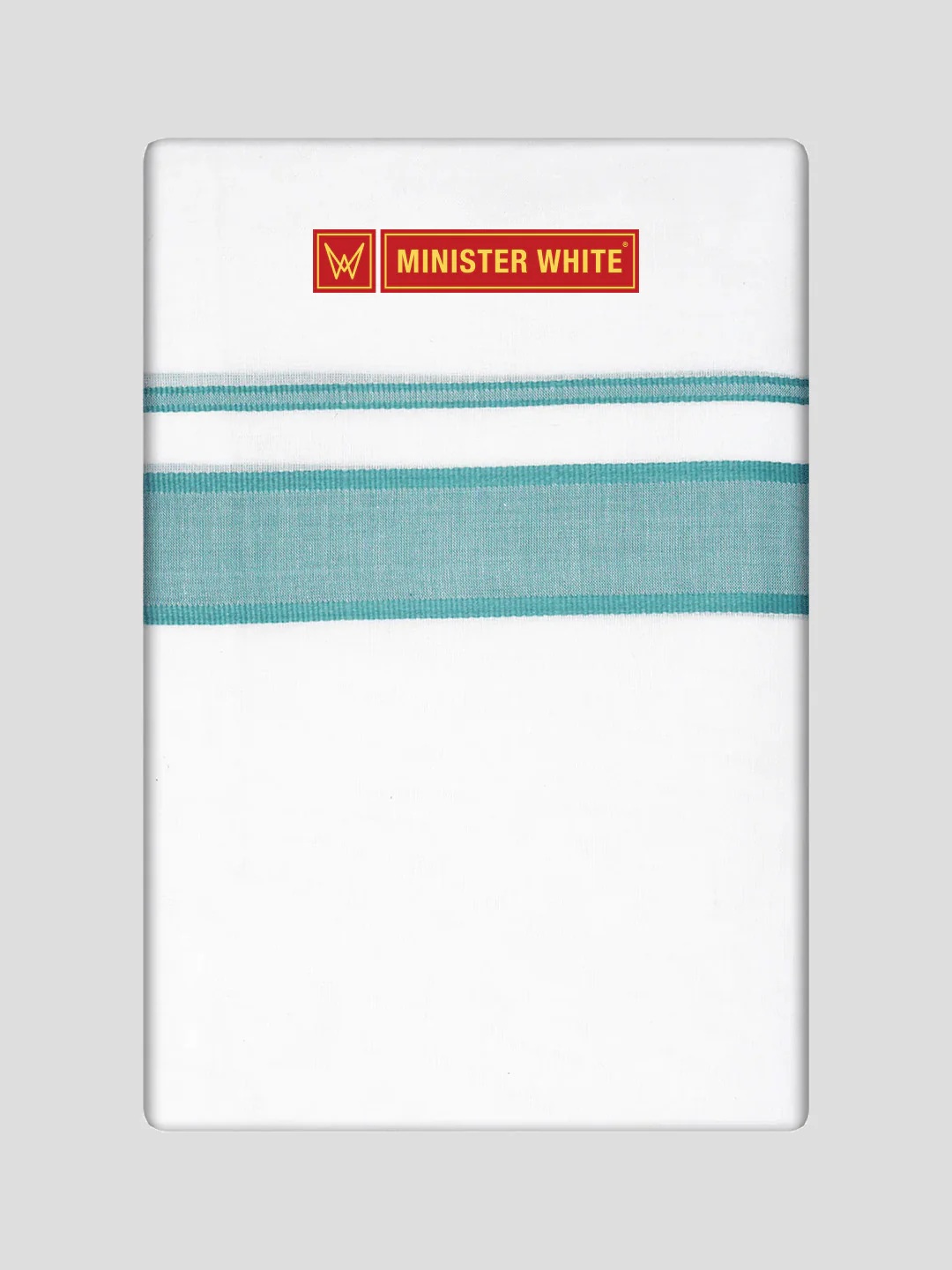 Mens Cotton White Double Layered Dhoti with See Green Fancy Kara - Empuran